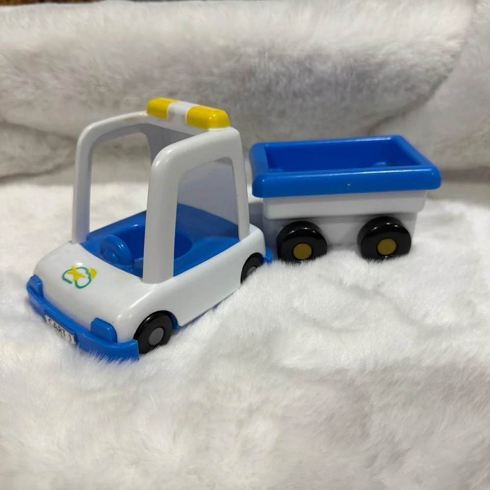 Toy Airport Baggage Cart and Trailer Blue White Toy Cart